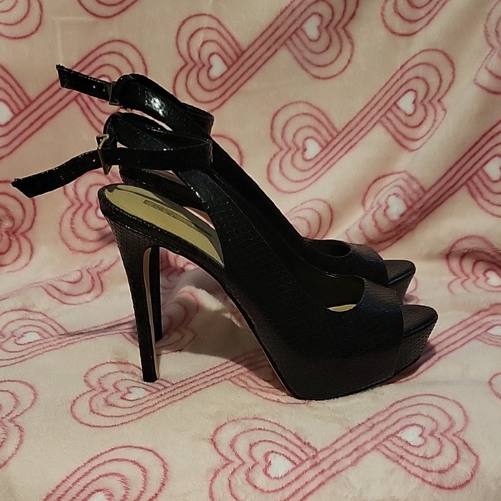 BCBGeneration Black Peep-Toe Heels
